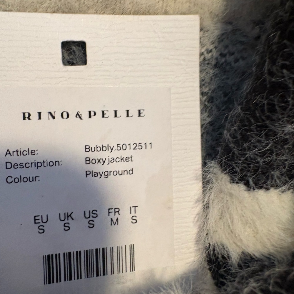 Black & Cream Graphic Teddy Jacket - Oversized Cropped Style Rino &Pelle new - Picture 4 of 6